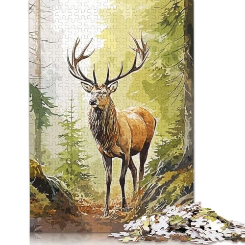 Puzzle für Erwachsene mit Wildhirschmotiv, 520 Teile, 100% recycelte Holzplatte, Denksportaufgaben für Erwachsene, für Jungen oder Mädchen, 520 Teile (52 x 38 cm) von NBVDRF