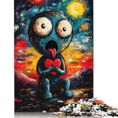 Puzzle für Erwachsene mit blauem Wesen und Herz, 520 Teile, kreative Spiele, Puzzle, Geschenke für Männer, Frauen und Männer, 520 Teile (52 x 38 cm) von NBVDRF