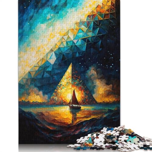 Puzzle mit 1000 Teilen zum Malen von Dreiecken und Pyramiden für Erwachsene, kreative Spiele, Puzzlespiele für Erwachsene für Jungen oder Mädchen, 1000 Teile (75 x 50 cm) von NBVDRF