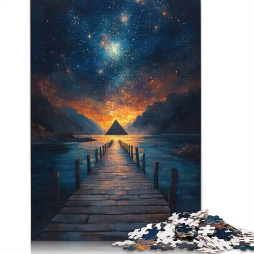 Pyramid Under Stars Puzzle für Erwachsene, 1500 Teile, 100% recycelte Holzplatte, Denkpuzzle für Erwachsene, für Jungen oder Mädchen, 1500 Teile (85 x 57 cm) von NBVDRF