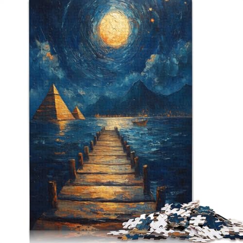 Pyramiden unter Mondlicht, Puzzle für Erwachsene, Denksportaufgaben für Erwachsene, Puzzlespiele für Erwachsene und Teenager, 1000 Teile (75 x 50 cm) von NBVDRF