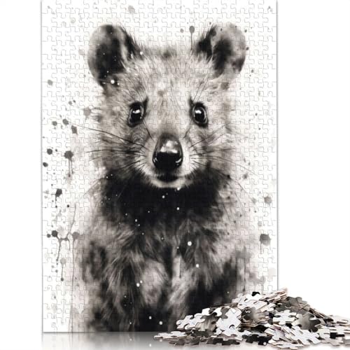 Quokka Beauty Black Ink Puzzle für Erwachsene, Lernspiel, Puzzle-Geschenke für Kinder ab 12 Jahren, 1000 Teile (75 x 50 cm) von NBVDRF