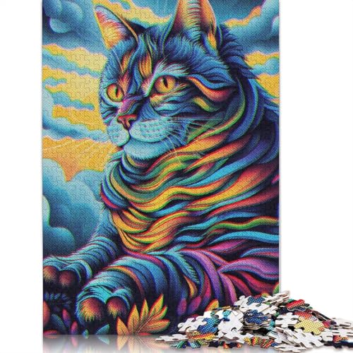 Retro-Puzzle mit Porträtkatze, 520 Teile, für Erwachsene, Stressabbau-Puzzle, Geschenke für Erwachsene, für Frauen und Männer, 520 Stück (52 x 38 cm) von NBVDRF