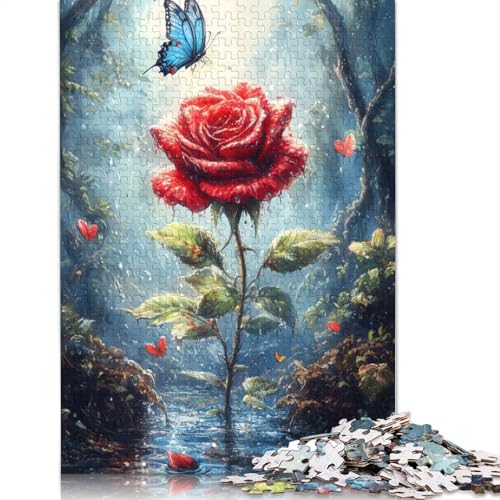Rote Rose im Wald-Puzzle, farbenfrohe, Coole Puzzles für Kinder ab 12 Jahren, 520 Teile (52 x 38 cm) von NBVDRF
