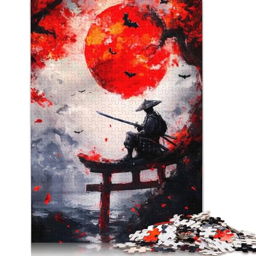 Samurai Under Blood Moon Puzzle für Erwachsene, kreative Spiele, Puzzle, Geschenk für Jungen oder Mädchen, 1000 Teile (75 x 50 cm) von NBVDRF