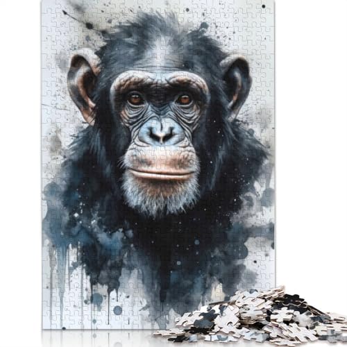 Schimpansen-Affen-Artistik-Puzzle für Erwachsene, 520 Teile, 100% recycelte Holzplatte, Denksportaufgaben für Erwachsene, für Jungen oder Mädchen, 520 Teile (52 x 38 cm) von NBVDRF