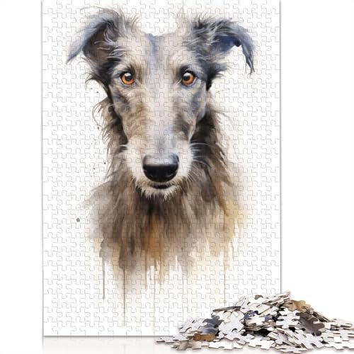 Schottischer Hirschhund-Puzzle für Erwachsene, 520 Teile, rechteckiges Papppuzzle, Geschenke für Männer, für Jungen oder Mädchen, 520 Teile (52 x 38 cm) von NBVDRF