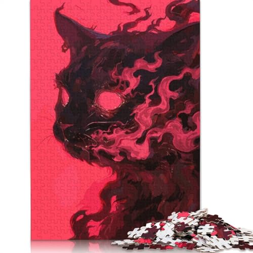 Schwarze Katze, Puzzle für Erwachsene, Premium-Puzzle aus 100% recyceltem Brett, Problemlösungspuzzles für Erwachsene und Kinder, 1500 Teile (85 x 57 cm) von NBVDRF