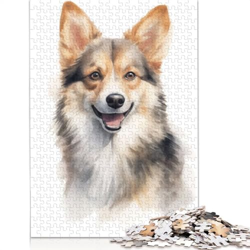 Schwedischer Vallhund-Porträt-Puzzle für Erwachsene, Spielzeug, Lernspiel, schwierige Puzzles für Kinder ab 12 Jahren, 1000 Teile (75 x 50 cm) von NBVDRF
