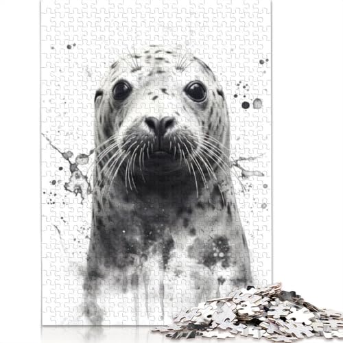 Seal Beauty Watercolor 1000-teiliges Puzzle für Erwachsene, 100% recycelte Holzplatte, schwierige Puzzles für Frauen und Männer, 1000 Teile (75 x 50 cm) von NBVDRF