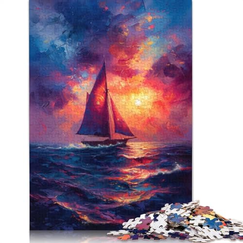 Segelboot-Sonnenuntergang-Puzzle für Erwachsene, 1000 Teile, rechteckiges Papppuzzle, Geschenke für Männer, für Jungen oder Mädchen, 1000 Teile (75 x 50 cm) von NBVDRF