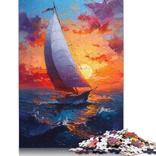 Segelboot-Sonnenuntergangsmalerei, Puzzle für Erwachsene, 1000 Teile, kreative Spiele, Puzzle, Geschenke für Männer, für Frauen, Männer, 1000 Teile (75 x 50 cm) von NBVDRF