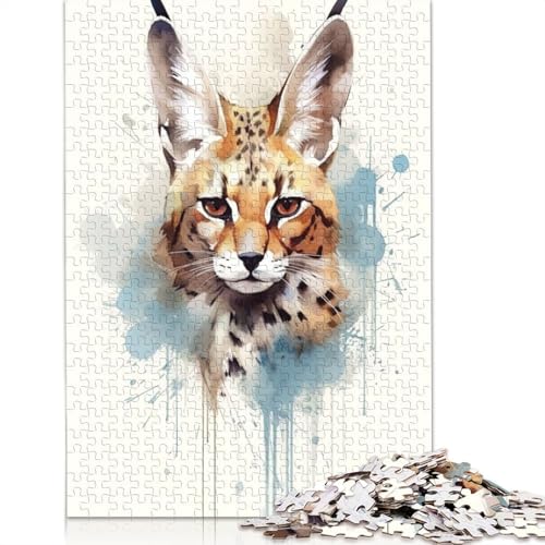 Serval Aquarell-Puzzle für Erwachsene, Premium-Puzzle aus 100% recyceltem Brett, Problemlösungspuzzles für Erwachsene und Kinder, 1000 Teile (75 x 50 cm) von NBVDRF
