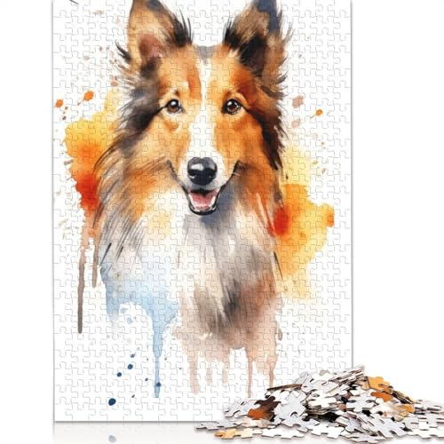 Shetland Sheepdog Portrait Puzzle 1500 Teile für Erwachsene, kreative Spiele, Puzzlespiele für Erwachsene für Jungen oder Mädchen, 1500 Teile (85 x 57 cm) von NBVDRF
