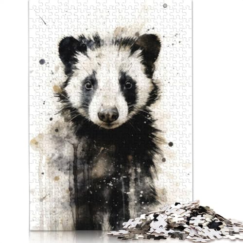 Skunk Beauty Black Ink Puzzle für Erwachsene, 520 Teile, kreative Spiele, Puzzle, Geschenke für Männer, für Frauen, Männer, 520 Teile (52 x 38 cm) von NBVDRF