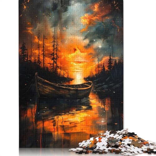 Sonnenuntergangs-Bootsreise-Puzzle für Erwachsene, Spielzeug, Lernspiel, schwierige Puzzles für Kinder ab 12 Jahren, 1500 Teile (85 x 57 cm) von NBVDRF