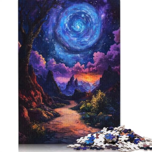Spiralgalaxie-Landschafts-Puzzle für Erwachsene, 520 Teile, 100 Prozent recycelte Holzplatte, Denkpuzzles für Erwachsene, für Jungen oder Mädchen, 520 Teile (52 x 38 cm) von NBVDRF