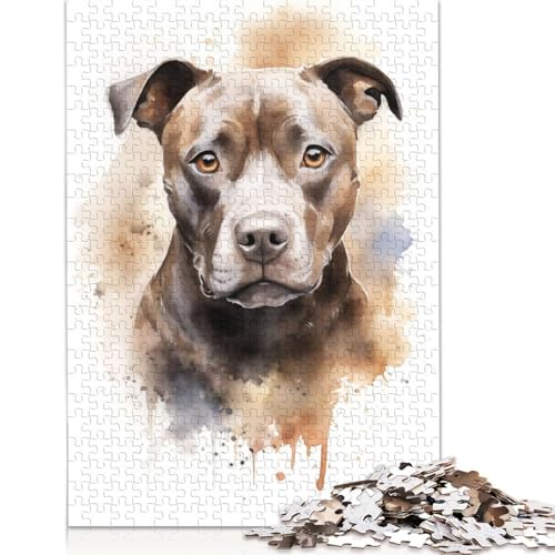 Staffordshire-Hunde-Puzzle für Erwachsene ab 18 Jahren, Lernspiele, Puzzle für Erwachsene und Kinder, 520 Teile (52 x 38 cm) von NBVDRF