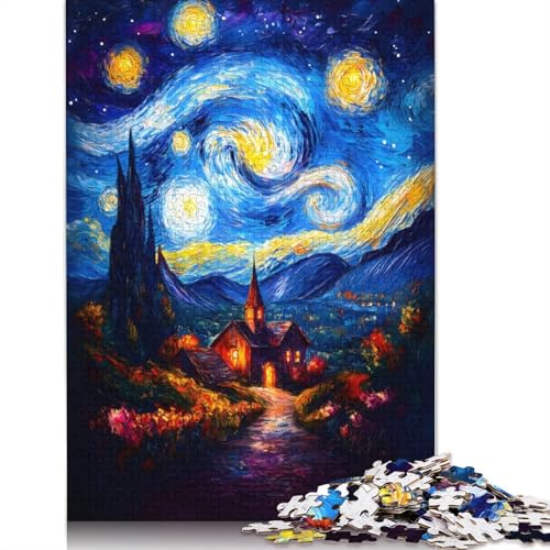 Starry Night Village 520 Puzzles für Erwachsene, Lernspiel, Puzzlespiele für Erwachsene für Jungen oder Mädchen, 520 Teile (52 x 38 cm) von NBVDRF