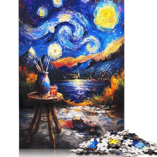 Sternennacht-Landschaftspuzzle für Erwachsene, einzigartige Heimdekoration, Herrenpuzzle, Geschenke für Erwachsene und Teenager, 1000 Teile (75 x 50 cm) von NBVDRF