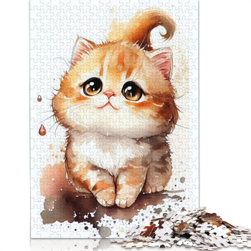 Süßes Katzen-Aquarell-Puzzle für Erwachsene, kreative Spiele, Puzzle, Geschenk für Jungen oder Mädchen, 520 Teile (52 x 38 cm) von NBVDRF