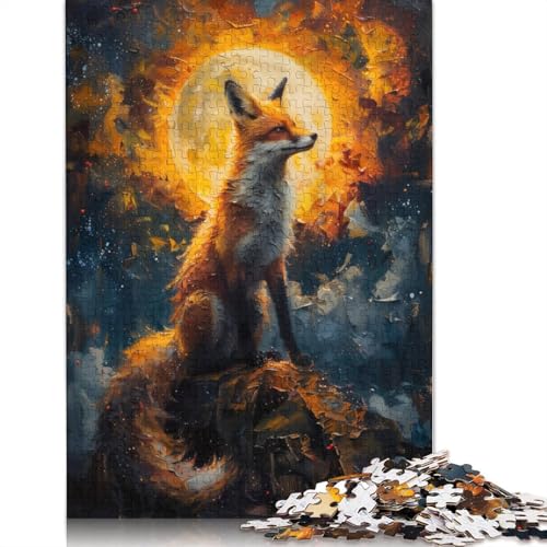 Sunset Fox Painting Puzzle für Erwachsene, Spielzeug, Lernspiel, Puzzlespiele für Erwachsene für Frauen und Männer, 1000 Teile (75 x 50 cm) von NBVDRF