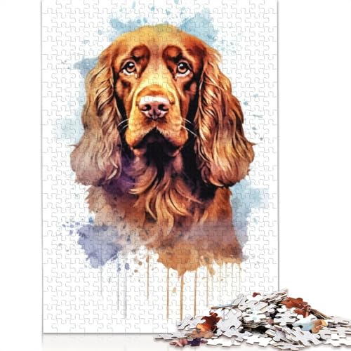 Sussex Spaniel Aquarell-Puzzle für Erwachsene, Premium-100% Recycling-Platte, schwierige Puzzles für Kinder ab 12 Jahren, 520 Teile (52 x 38 cm) von NBVDRF