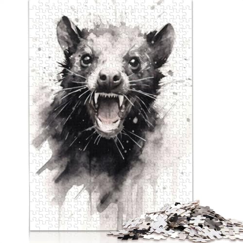 Tasmanischer Teufel, Schwarze Tinte, Puzzlespielzeug für Erwachsene, Lernspiel, Puzzlespiele für Erwachsene für Frauen und Männer, 1000 Teile (75 x 50 cm) von NBVDRF