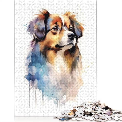 Tibetischer Spaniel, Aquarell-Puzzles für Erwachsene, schwierige und anspruchsvolle Denksportaufgaben für Erwachsene und Kinder, 1000 Teile (75 x 50 cm) von NBVDRF
