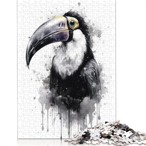 Toucan Beauty Black Ink Puzzle für Erwachsene, Premium-Puzzle aus 100% recyceltem Brett, schwierige Puzzles für Kinder ab 12 Jahren, 1000 Teile (75 x 50 cm) von NBVDRF