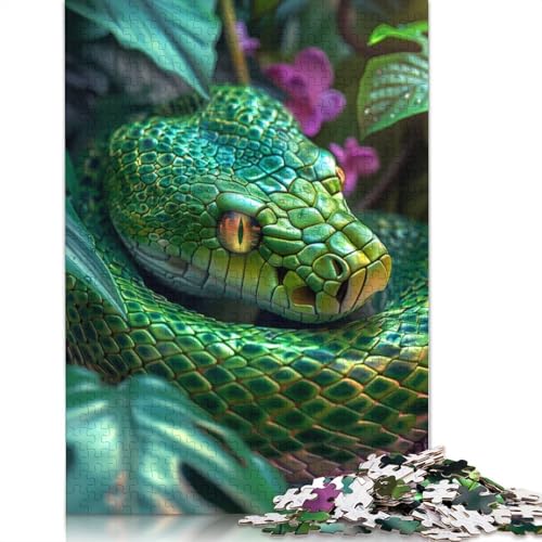 Tropische grüne Schlangen-Puzzles für Erwachsene, Spielzeug, Lernspiel, schwierige Puzzles für Kinder ab 12 Jahren, 1500 Teile (85 x 57 cm) von NBVDRF