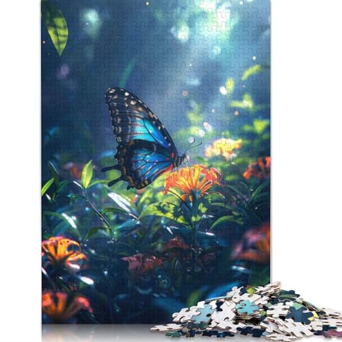 Tropischer Blauer Schmetterling, 1500-teiliges Puzzle für Erwachsene, Dekompressionsspielzeug, Denksportaufgaben für Frauen und Männer, 1500 Teile (85 x 57 cm) von NBVDRF