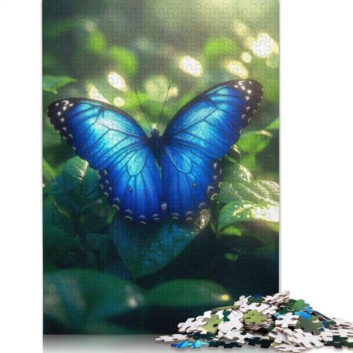 Tropischer Regenwald, Blauer Morpho-Schmetterling, Puzzle für Erwachsene, 1000 Teile, Heimdekoration, ungewöhnliche Puzzles für Erwachsene, für Jungen oder Mädchen, 1000 Teile (75 x 50 cm) von NBVDRF