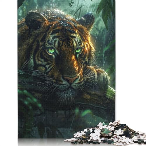 Tropischer Regenwaldtiger, Puzzle für Erwachsene, Premium-Puzzle aus 100% recyceltem Brett, schwierige Puzzles für Kinder ab 12 Jahren, 1000 Teile (75 x 50 cm) von NBVDRF
