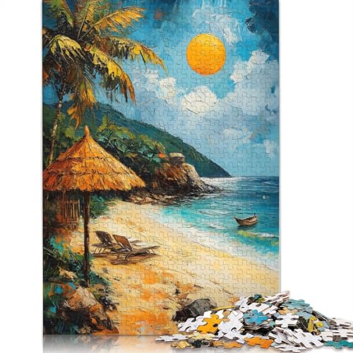 Tropischer Strand-Sonnenuntergang, 1000-teiliges Puzzle für Erwachsene, interessante Stressabbau-Puzzlespiele für Erwachsene, Teenager, 1000 Teile (75 x 50 cm) von NBVDRF