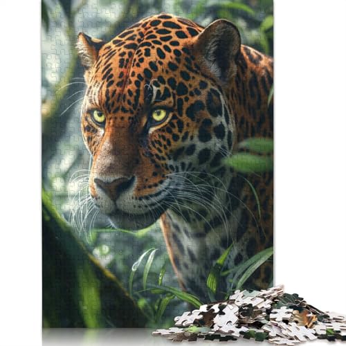 Tropischer Wald-Jaguar-Puzzle für Erwachsene, Premium-Puzzle aus 100% recyceltem Brett, schwierige Puzzles für Kinder ab 12 Jahren, 1500 Teile (85 x 57 cm) von NBVDRF