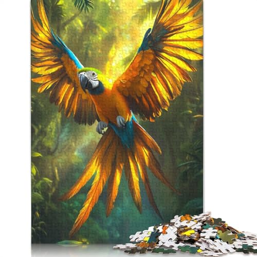 Tropischer majestätischer Ara im Regenwald, rechteckiges Puzzle aus Pappe, Geschenk für Kinder ab 12 Jahren, 1000 Teile (75 x 50 cm) von NBVDRF