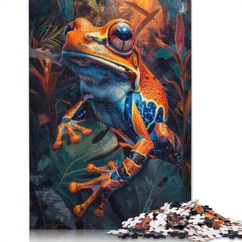 Tropischer orangefarbener Frosch, Puzzle für Erwachsene, Premium-Puzzle aus 100% recyceltem Brett, schwierige Puzzles für Kinder ab 12 Jahren, 1000 Teile (75 x 50 cm) von NBVDRF