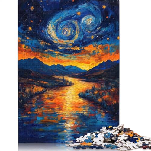 Van Goghs Traum-Puzzle für Erwachsene, 1000 Teile, 100 Prozent recycelte Holzplatte, Denkpuzzles für Erwachsene, für Jungen oder Mädchen, 1000 Teile (75 x 50 cm) von NBVDRF