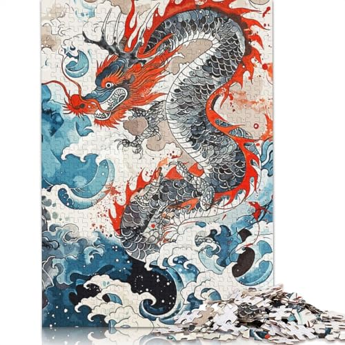 Vintage Paint Dragon, 1500-teiliges Puzzle für Erwachsene, interessante Stressabbau-Puzzlespiele für Erwachsene, für Erwachsene und Teenager, 1500 Teile (85 x 57 cm) von NBVDRF