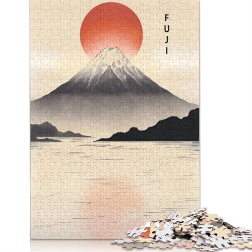 Vintage-Puzzles zum Sonnenaufgang am Berg Fuji für Erwachsene, schwierige und anspruchsvolle Denksportaufgaben für Erwachsene und Kinder, 520 Teile (52 x 38 cm) von NBVDRF