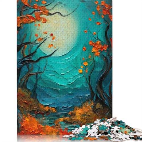 Wald-Ölgemälde-Puzzle, rechteckig, aus Pappe, Geschenk für Kinder ab 12 Jahren, 520 Teile (52 x 38 cm) von NBVDRF