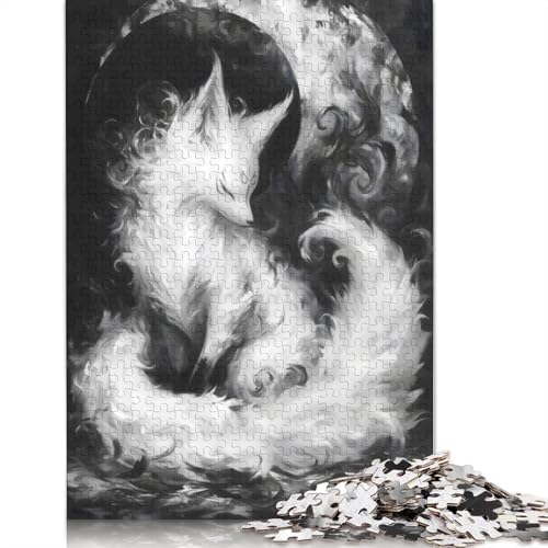 Weißer Fuchs unter dem Mond, Puzzle für Erwachsene, kreative Spiele, Puzzle, Geschenk für Jungen oder Mädchen, 1000 Teile (75 x 50 cm) von NBVDRF