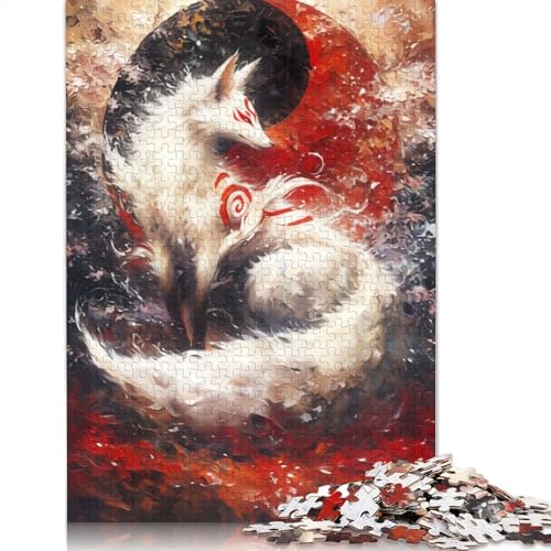 Weißer Kitsune-Fuchs, Yin-Yang-Puzzle für Erwachsene, 520 Teile, anspruchsvolle Familienspiele, Denksportaufgaben für Kinder ab 12 Jahren, 520 Teile (52 x 38 cm) von NBVDRF