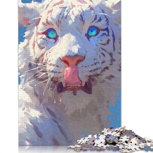 Weißer Tiger, Puzzle für Erwachsene, 1000 Teile, kreative Spiele, Puzzle, Geschenke für Männer, für Frauen, Männer, 1000 Teile (75 x 50 cm) von NBVDRF