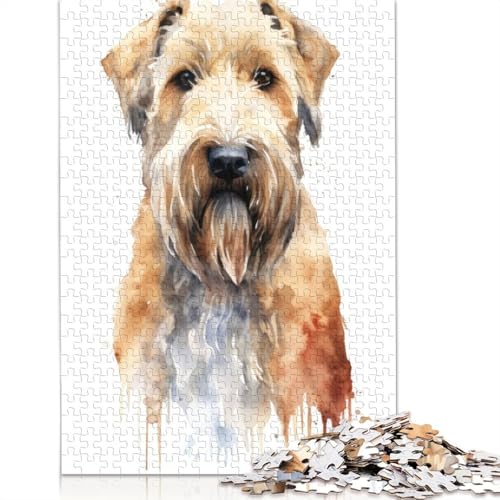 Wheaten Terrier Aquarell-Puzzle für Erwachsene, kreative Spiele, Puzzle, Geschenk für Jungen oder Mädchen, 520 Teile (52 x 38 cm) von NBVDRF