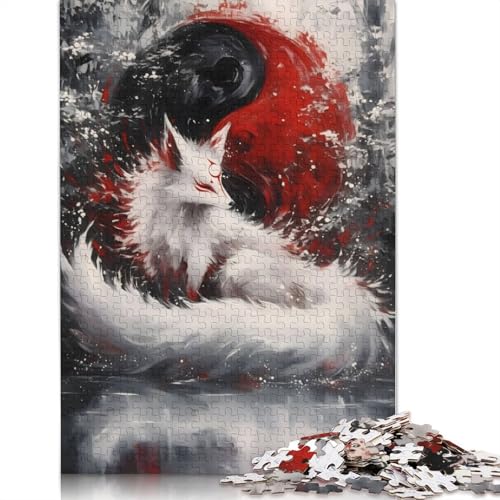 White Fox Yin Yang Puzzle 1000 Teile für Erwachsene, kreative Spiele, Puzzlespiele für Erwachsene für Jungen oder Mädchen, 1000 Teile (75 x 50 cm) von NBVDRF