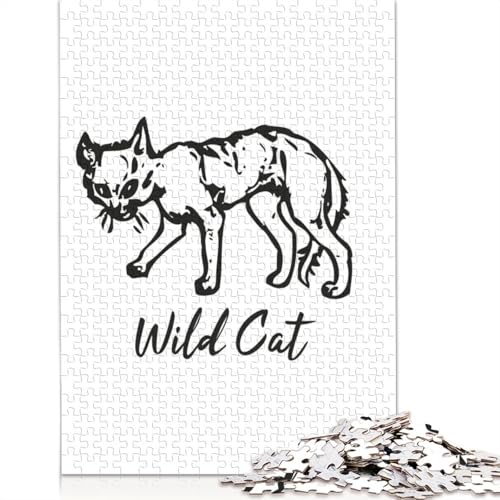 Wild Cat Line Illustration Puzzle für Erwachsene, 1000 Teile, kreative Spiele, Puzzle, Geschenke für Männer, Frauen und Männer, 1000 Teile (75 x 50 cm) von NBVDRF