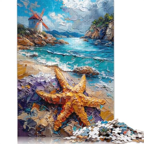 Windmühlen-Seestern-Gemälde, 1500-teiliges Puzzle für Erwachsene, 100% recycelte Holzplatte, schwierige Puzzles für Frauen und Männer, 1500 Teile (85 x 57 cm) von NBVDRF