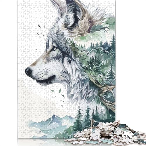 Wolf Nature Puzzle für Erwachsene, Premium-Puzzle aus 100% recyceltem Brett, schwierige Puzzles für Kinder ab 12 Jahren, 1000 Teile (75 x 50 cm) von NBVDRF
